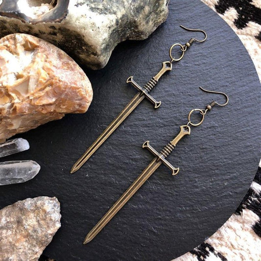 Long Knives Drawn Sword Earrings - Keep Salem Odd
