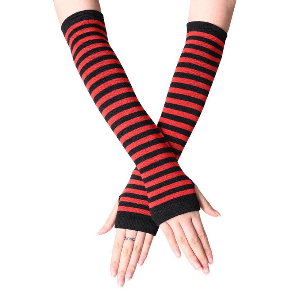 Red & Black stripey arm warmers - Keep Salem Odd